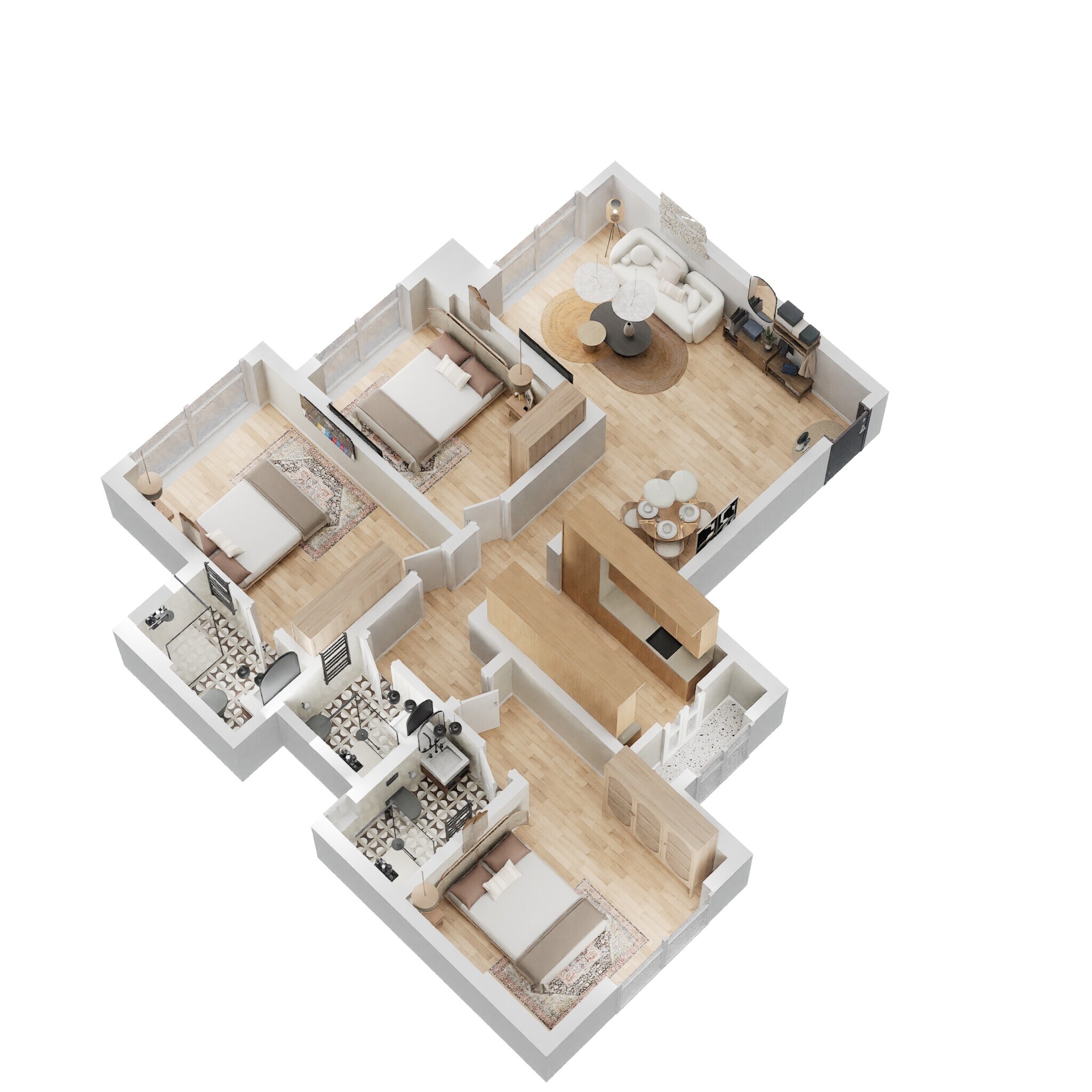 Floor plan of 3 BHK 992 Sq. Ft. Apartment in Kalpataru Bliss, Mumbai