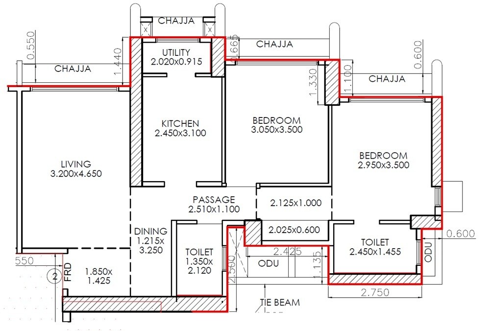 2 BHK 787 Sq. Ft. Apartment