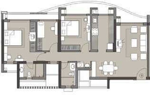 Floor plan of 2 BHK 1098 Sq. Ft. Apartment in Kalpataru Estate Mumbai, Mumbai