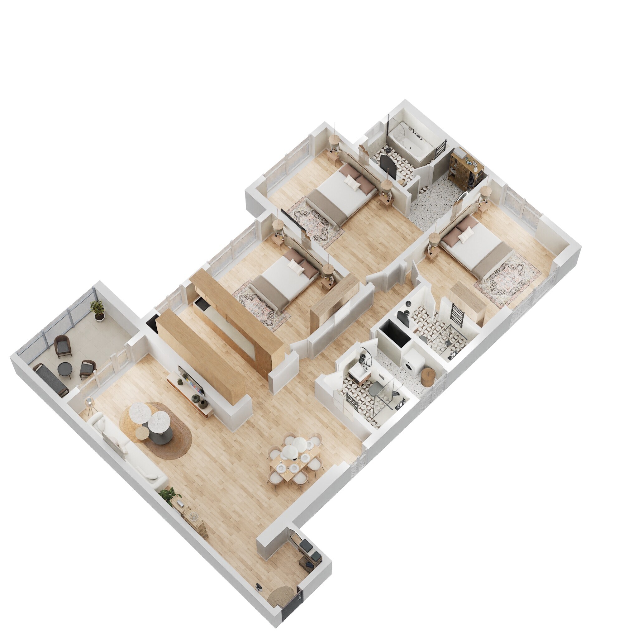Floor plan of 3 BHK 1218 Sq. Ft. Apartment in Kalpataru Imperia, Mumbai