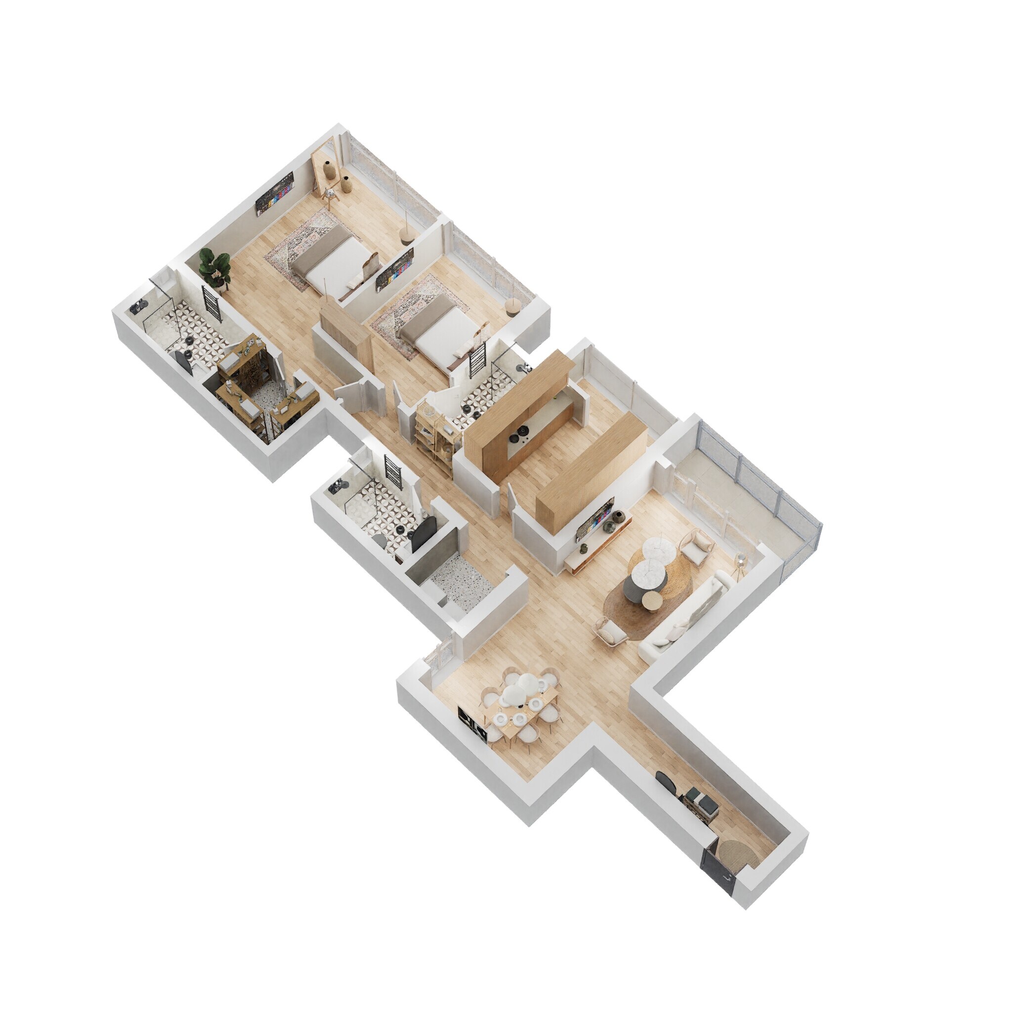 2 BHK 1000 Sq. Ft. Apartment