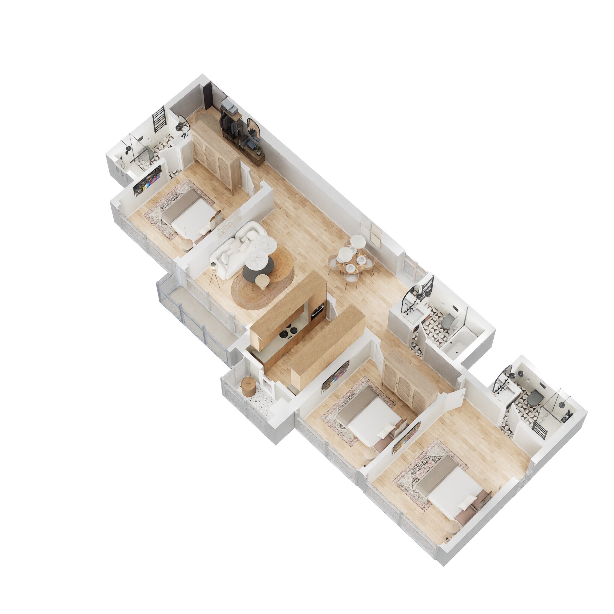 Floor plan of 3 BHK 1121 Sq. Ft. Apartment in Kalpataru Magnus, Mumbai