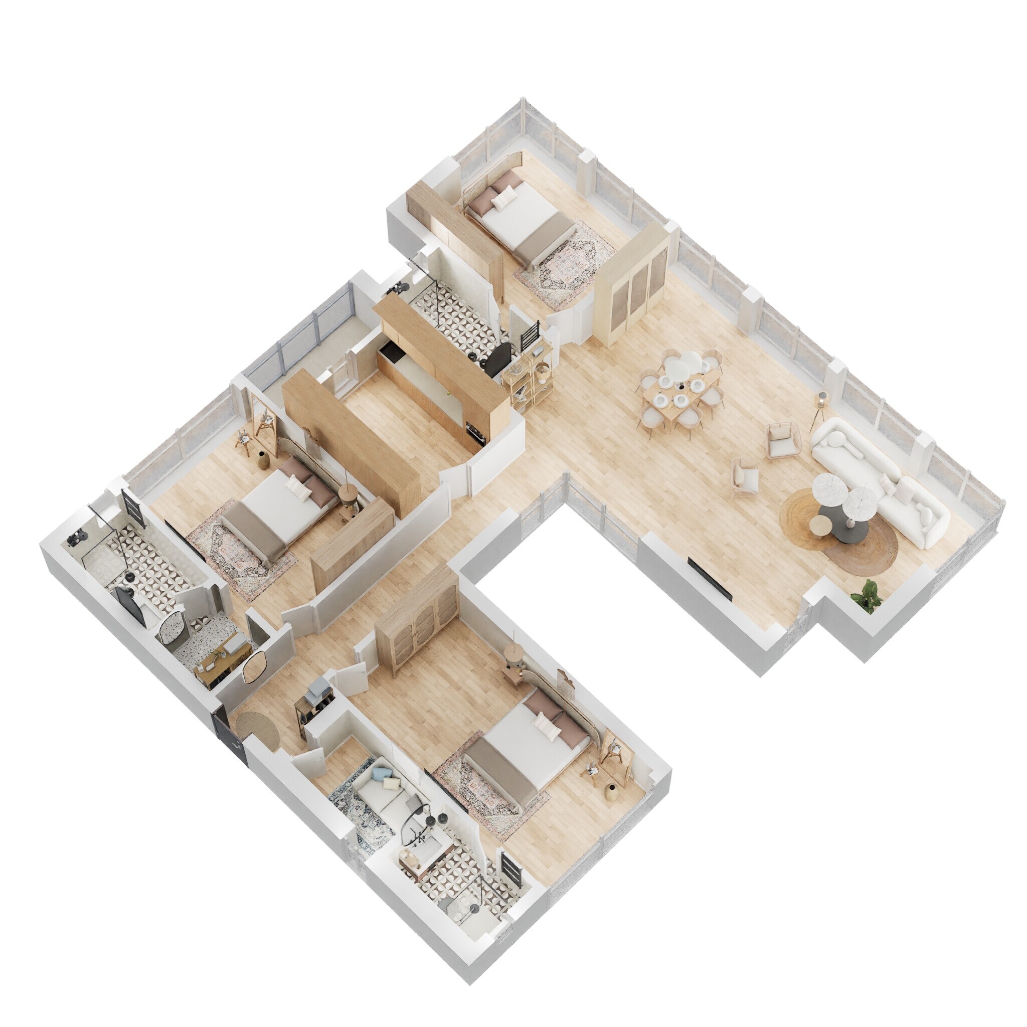 Floor plan of 3 BHK 1613 Sq. Ft. Apartment in Kalpataru Matru Ashish, Mumbai