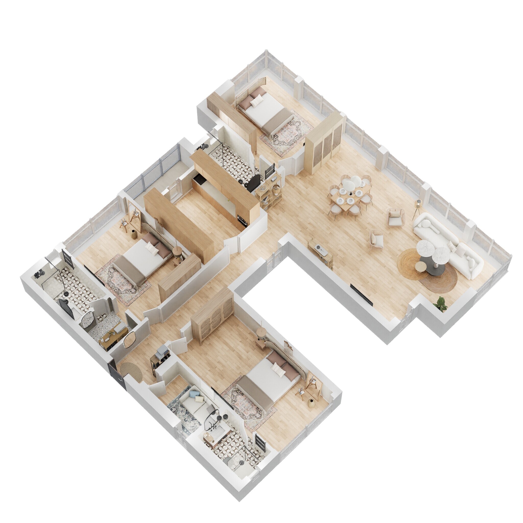 Floor plan of 3 BHK 1848 Sq. Ft. Apartment in Kalpataru Matru Ashish, Mumbai