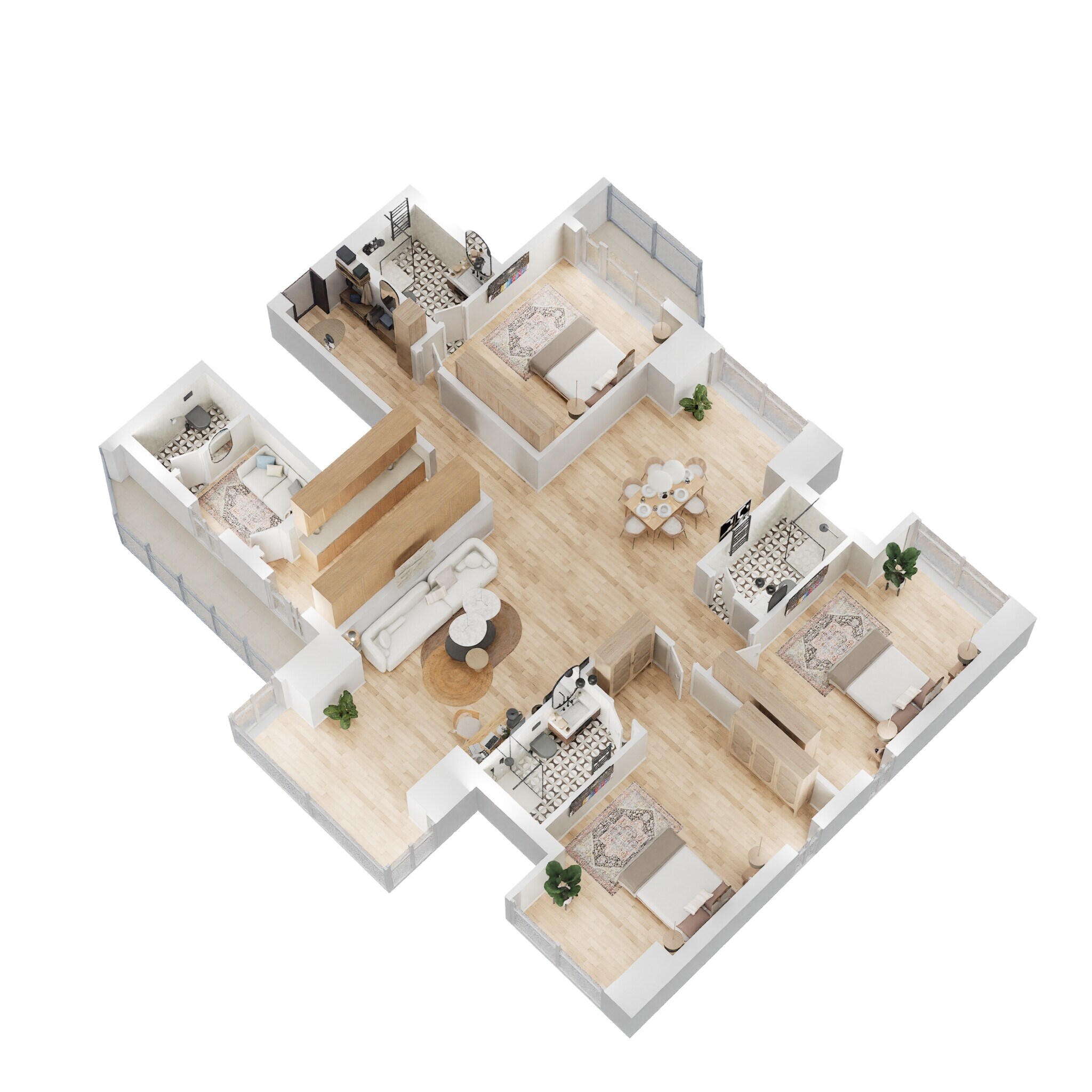 Floor plan of 3 BHK 2700 Sq. Ft. Apartment in Kalpataru Pinnacle, Mumbai