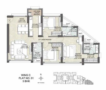  3 BHK Apartment at Kalpataru Primus Residence, Santacruz East – for Rent