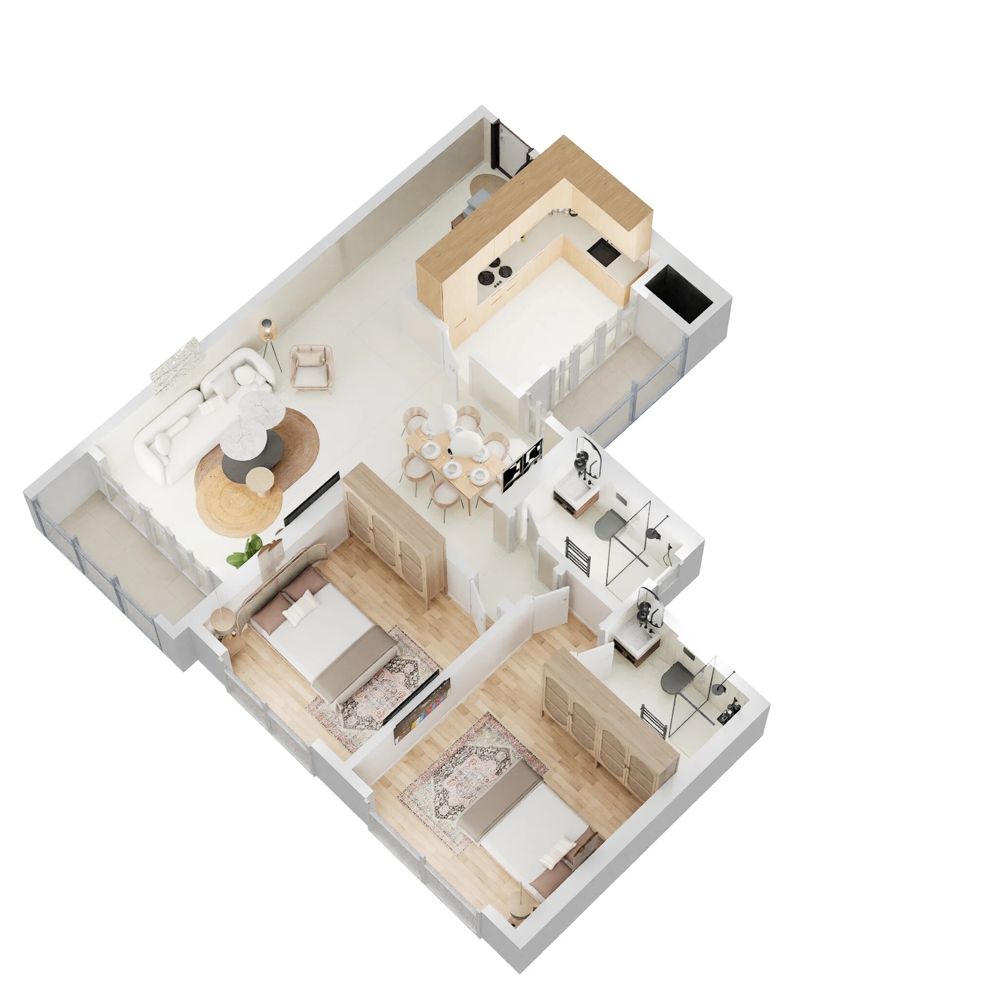 Floor plan of 2 BHK 932 Sq. Ft. Apartment in Kalpataru Radiance, Mumbai