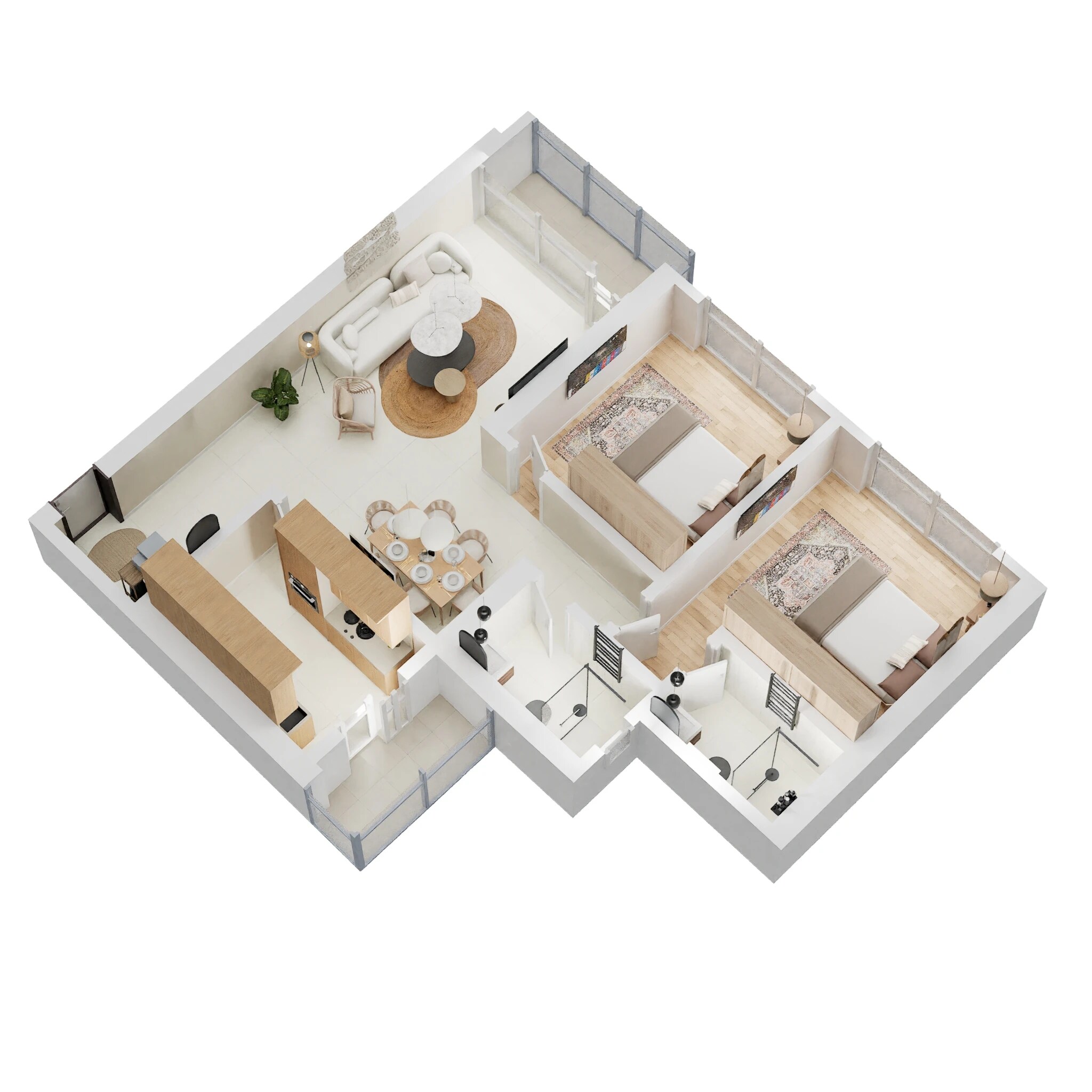 Floor plan of 2 BHK 900 Sq. Ft. Apartment in Kalpataru Radiance, Mumbai