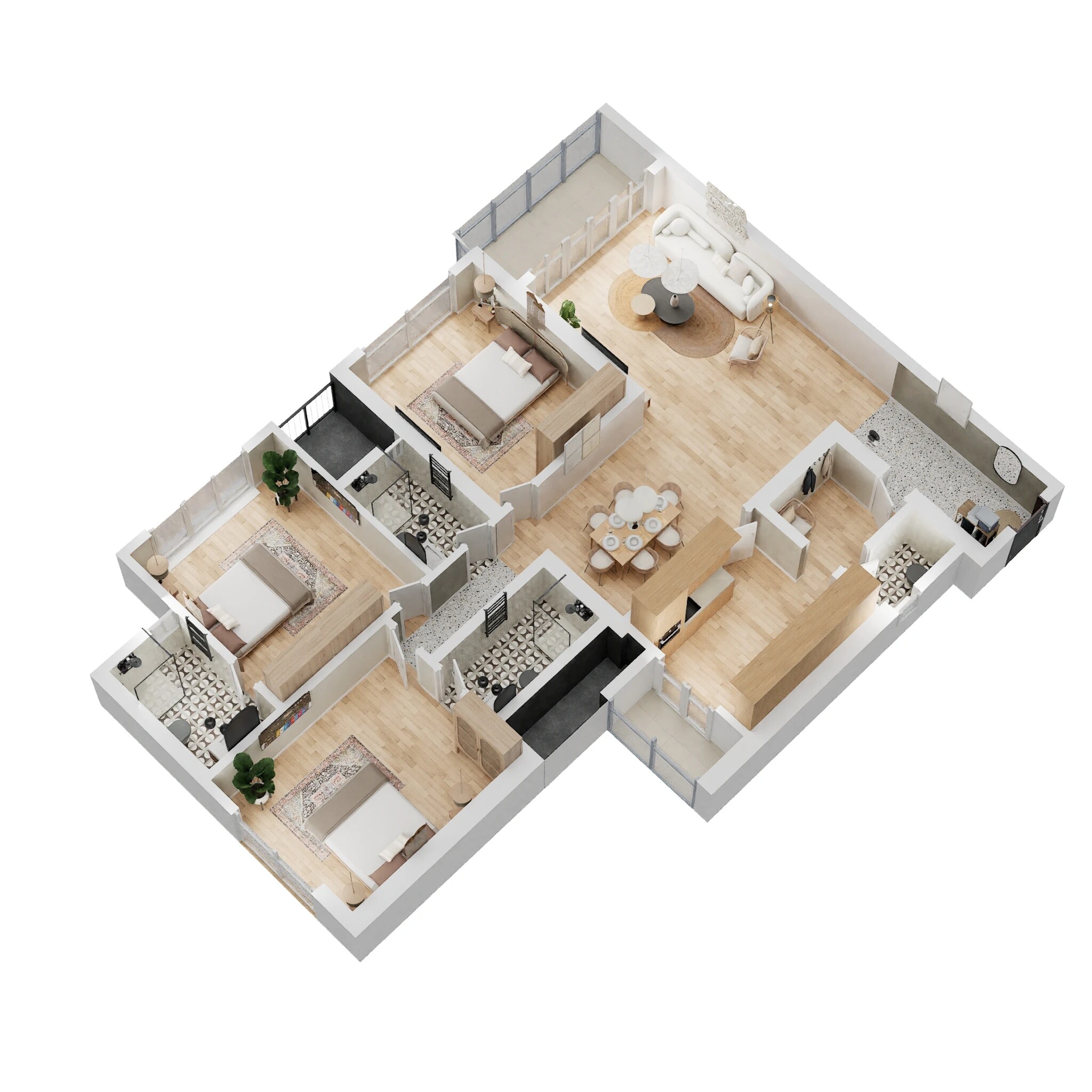 Floor plan of 3 BHK 978 Sq. Ft. Apartment in Kalpataru Radiance, Mumbai