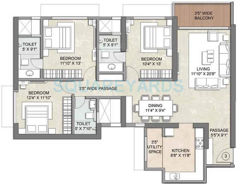 Other, kalpataru-radiance 3 Bedroom 1300 Sq.Ft. Apartment In Goregaon West Mumbai 9305750