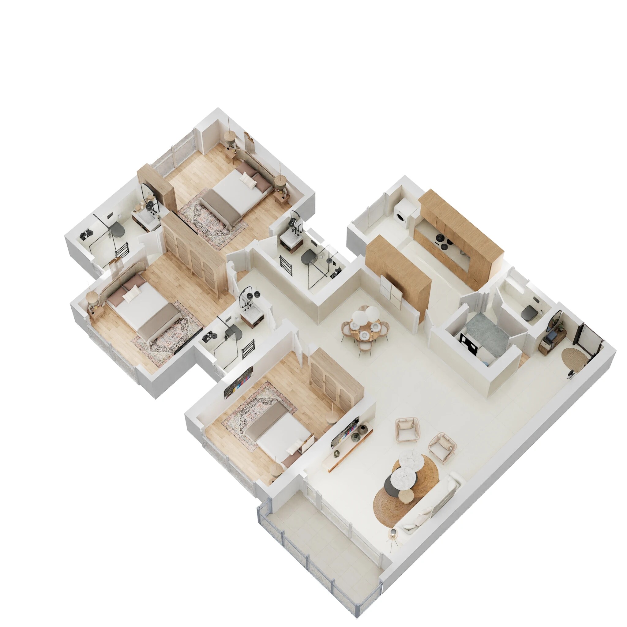 Floor plan of 3 BHK 1300 Sq. Ft. Apartment in Kalpataru Radiance, Mumbai