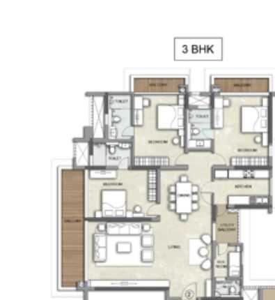 3 BHK 1633 Sq. Ft. Apartment in Kalpataru Solitaire