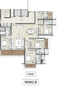 Floor plan of 4 BHK 2033 Sq. Ft. Apartment in Kalpataru Solitaire, Mumbai
