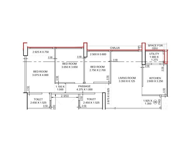 3 BHK 1116 Sq. Ft. Apartment