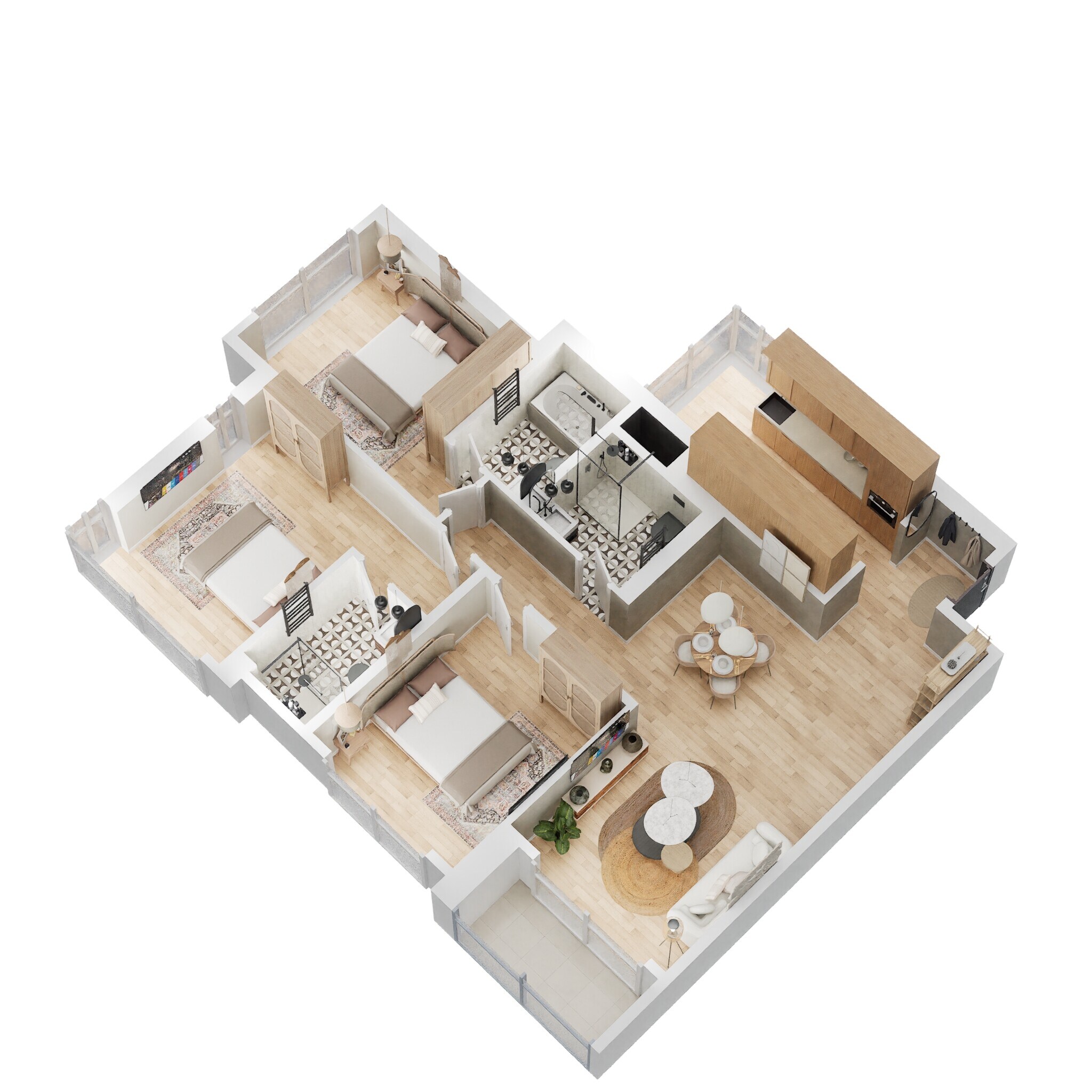 3 BHK 1018 Sq. Ft. Apartment