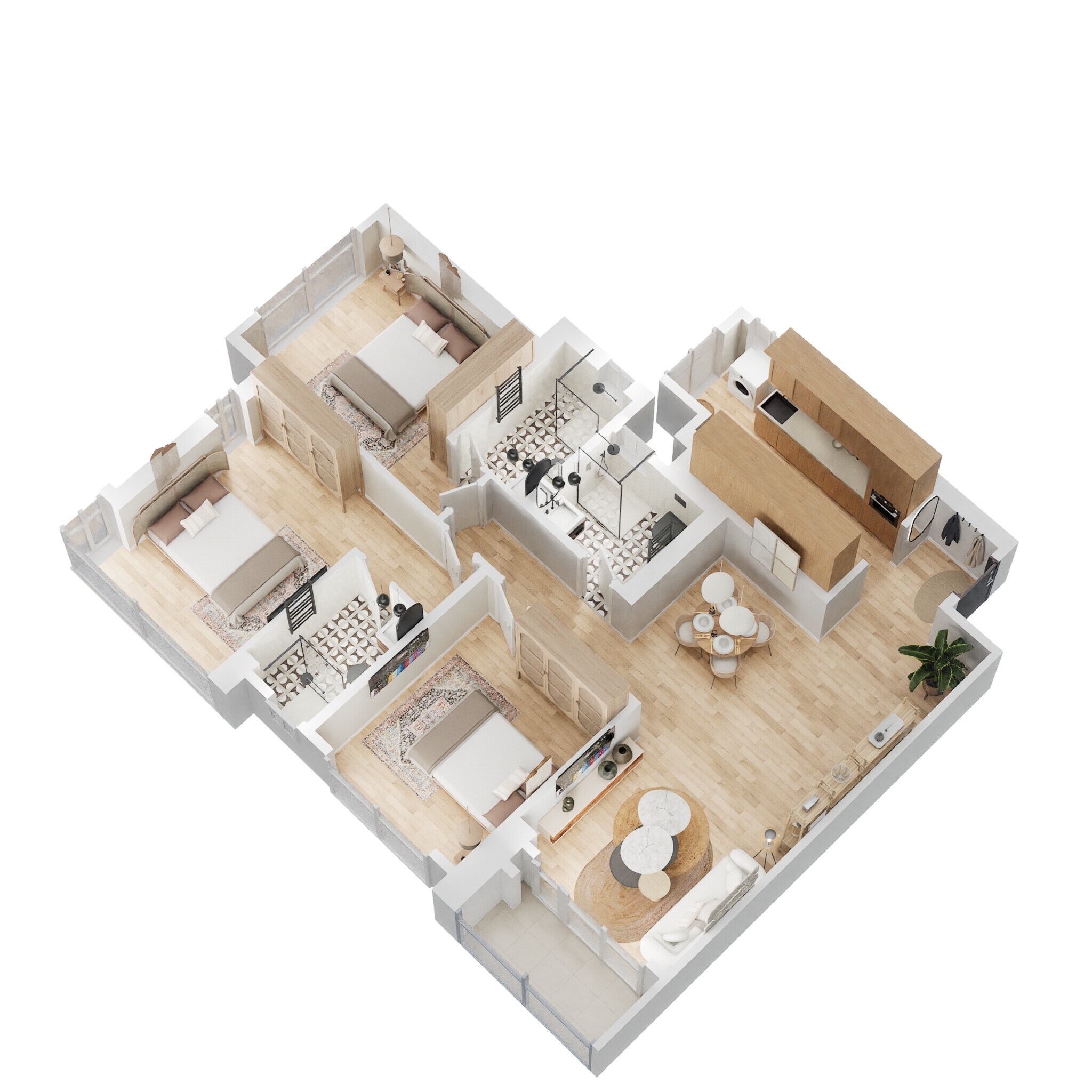 3 BHK 1037 Sq. Ft. Apartment