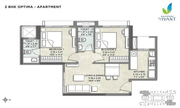 Other, kalpataru-vivant 2 Bedroom 618 Sq.Ft. Apartment In Jogeshwari East Mumbai 6278980