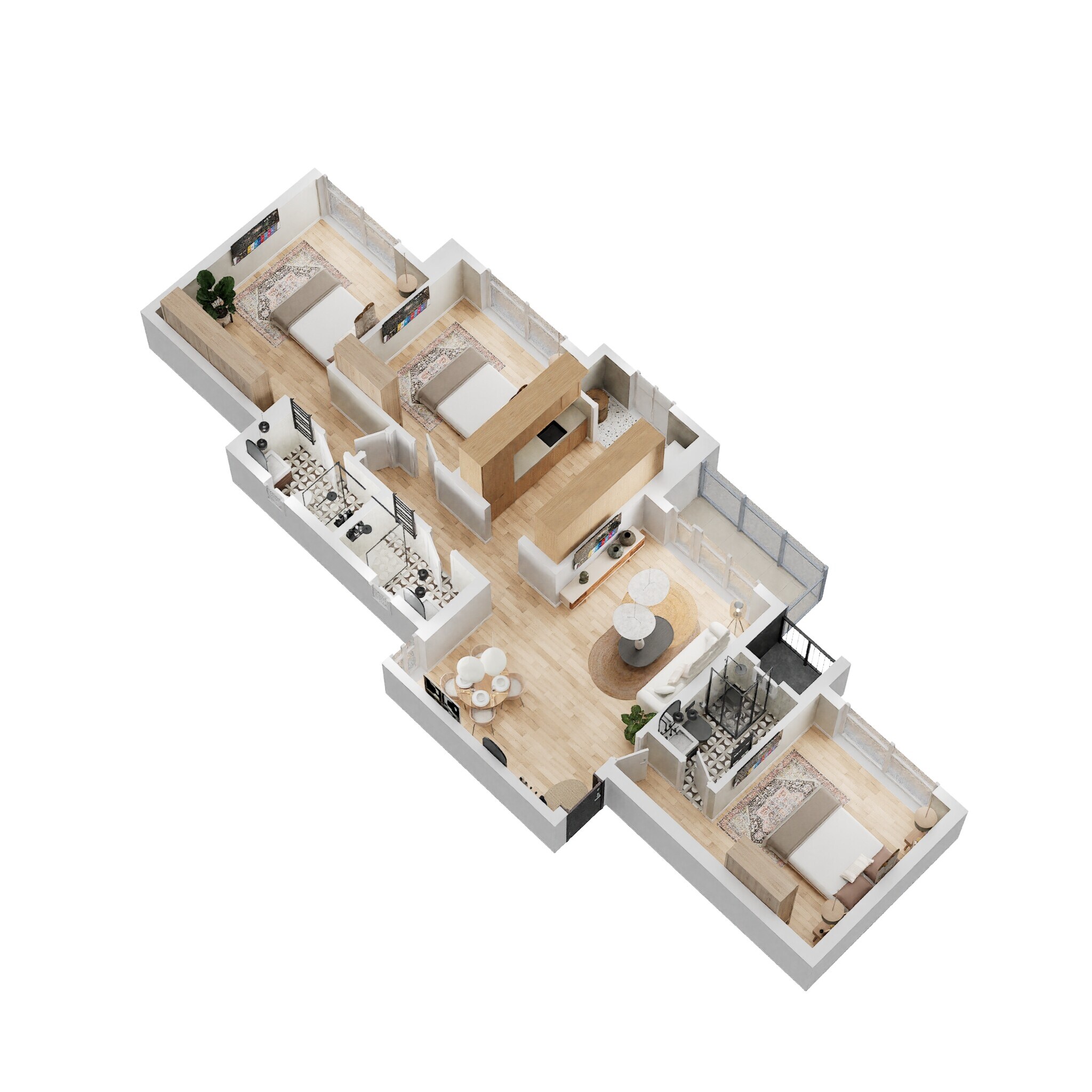 3 BHK 1076 Sq. Ft. Apartment