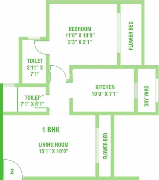 Floor plan of 1 BHK 320 Sq. Ft. Apartment in Kamanwala Manavsthal, Mumbai