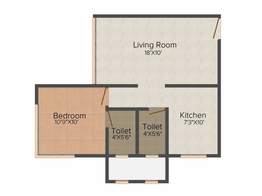Floor plan of 1 BHK 720 Sq. Ft. Apartment in Kamla Aquina, Mumbai