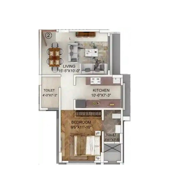 1 BHK 449 Sq. Ft. Apartment