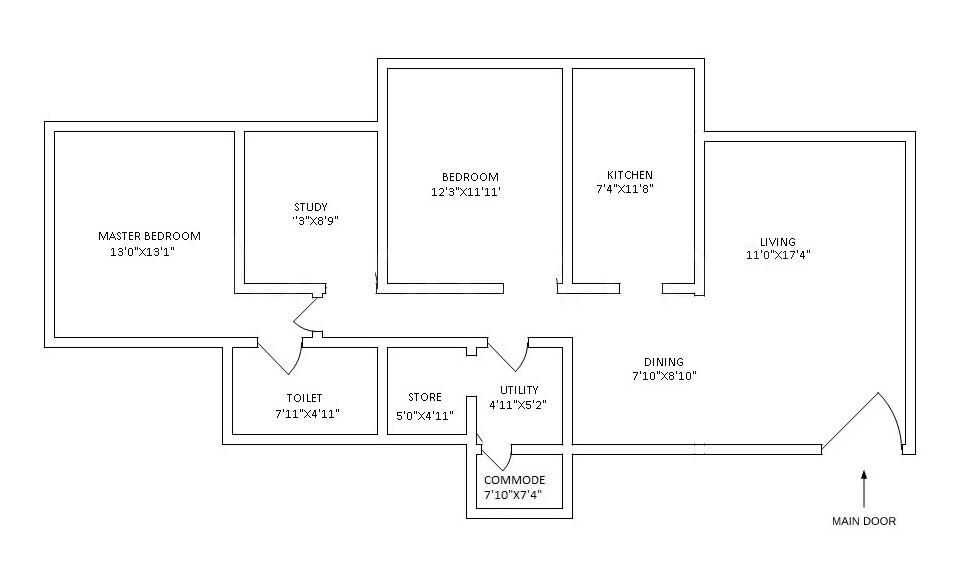 Floor plan of 3 BHK 1325 Sq. Ft. Apartment in Kanakia Challengers, Mumbai