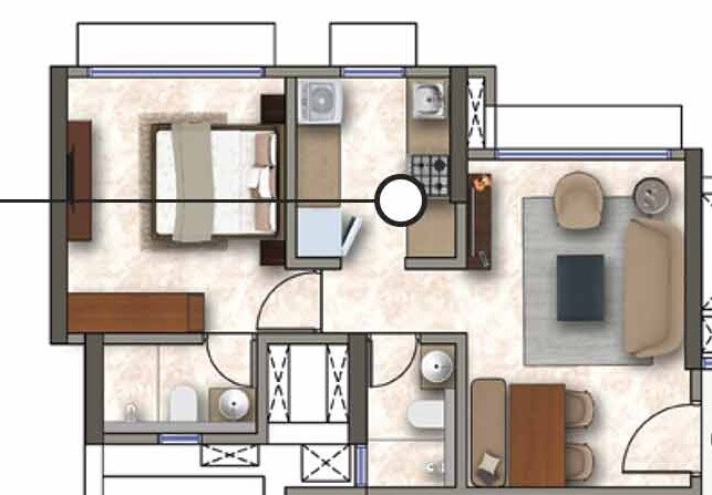 Floor plan of 1 BHK 430 Sq. Ft. Apartment in Kanakia Codename Future B, Mumbai