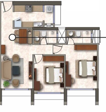 Floor plan of 2 BHK 564 Sq. Ft. Apartment in Kanakia Codename Future D, Mumbai