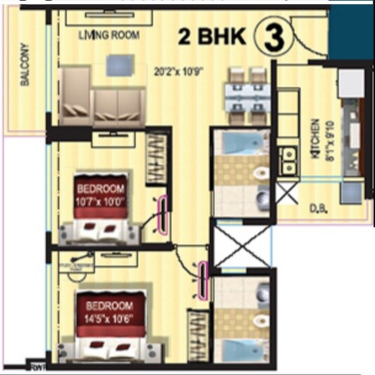 Other, kanakia-levels 2 Bedroom 805 Sq.Ft. Apartment In Malad East Mumbai 9567406