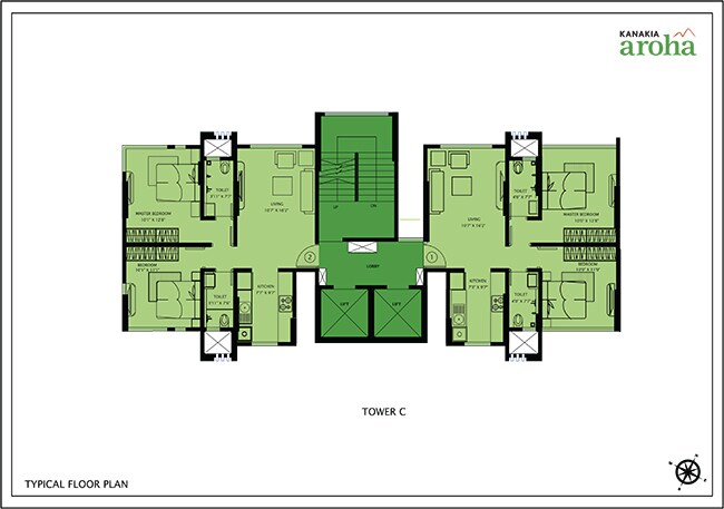 Floor plan of 2 BHK 1125 Sq. Ft. Apartment in Kanakia Spaces Aroha, Mumbai