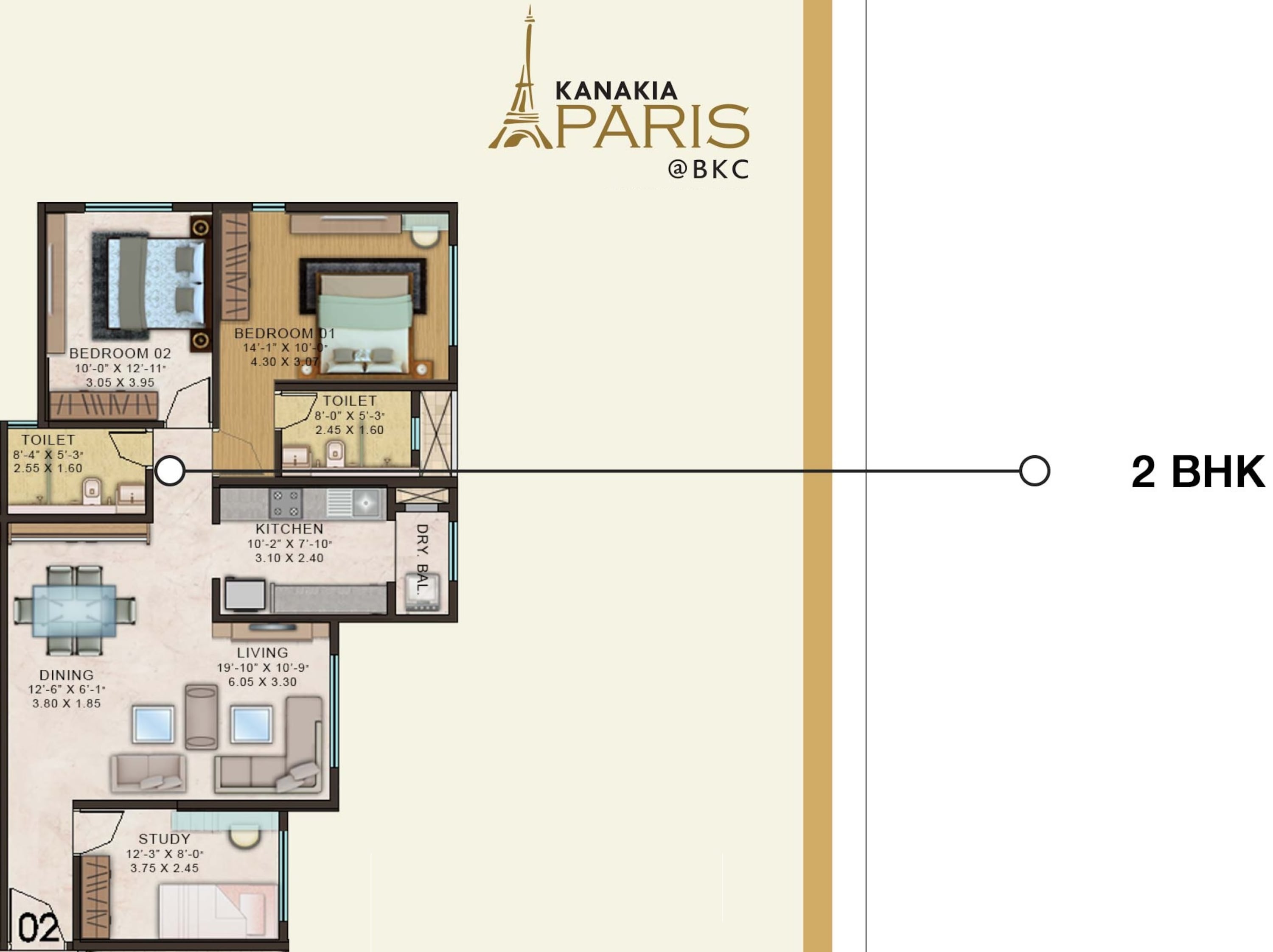kanakia spaces paris apartment 2 bhk 795sqft 20233209133250