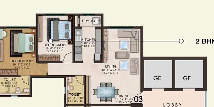 kanakia spaces paris apartment 2 bhk 861sqft 20233009133009