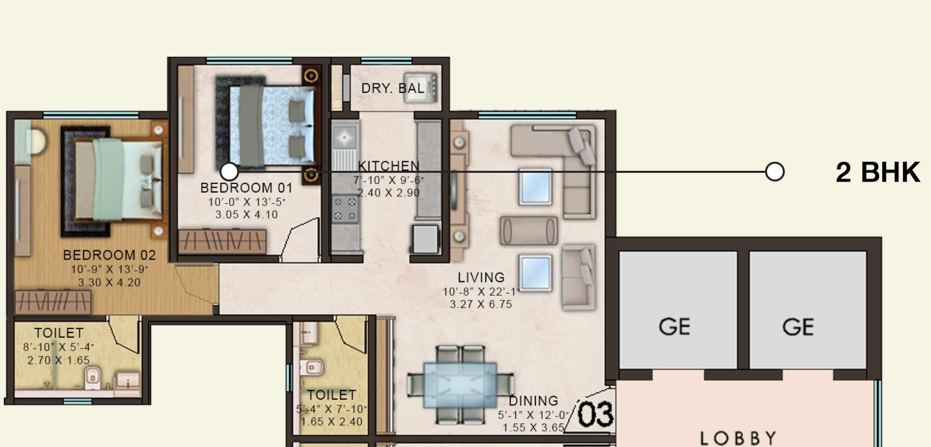 kanakia spaces paris apartment 2 bhk 861sqft 20233009133009