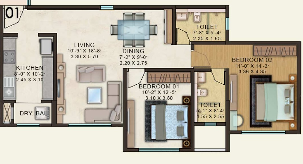 Kanakia Spaces Paris in Bandra East, Mumbai 3.56 Cr Floor Plans