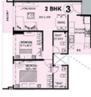 Floor plan of 2 BHK 747 Sq. Ft. Apartment in Kanakia Spaces Platino, Mumbai