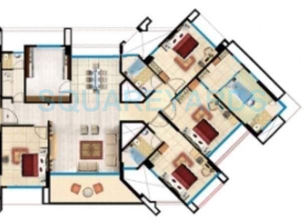 Floor plan of 4 BHK 2600 Sq. Ft. Apartment in Kanakia Spaces Samarpan Royale, Mumbai