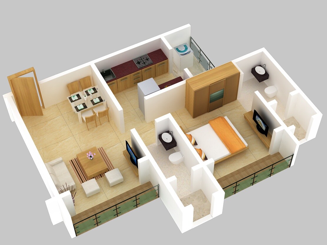 Floor plan of 1 BHK 465 Sq. Ft. Apartment in Kanakia Spaces Sanskruti, Mumbai