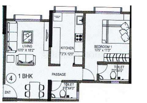 1 BHK 502 Sq. Ft. Apartment in Kanakia Spaces Sevens