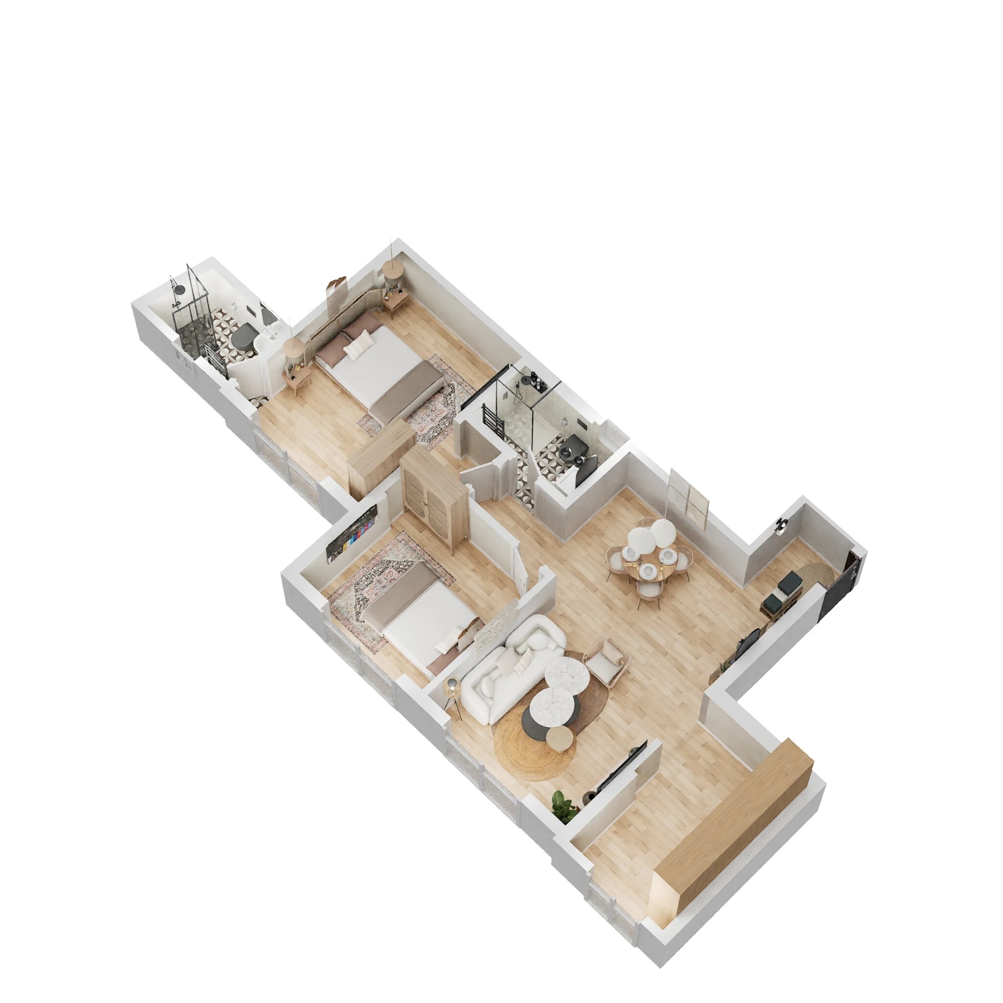 2 BHK 732 Sq. Ft. Apartment