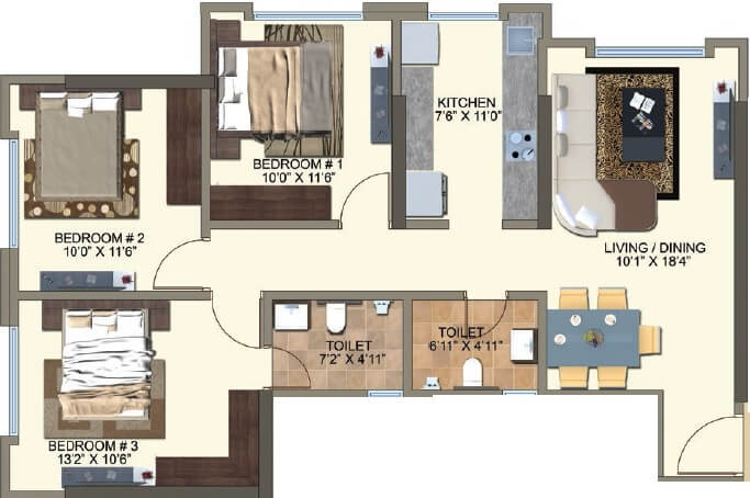  3 BHK Apartment at Kanakia Spaces Zen World, Kanjurmarg East – for Rent