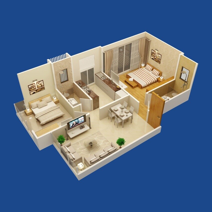 Floor plan of 2 BHK 380 Sq. Ft. Apartment in Kapil Bayview, Mumbai