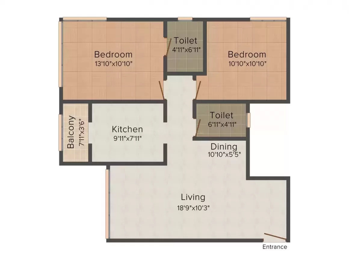 2 BHK 753 Sq. Ft. Apartment in Karmvir Avant  Arey Greens