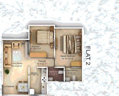 Floor plan of 2 BHK 750 Sq. Ft. Apartment in Karmvir Raghvendra Empire, Mumbai