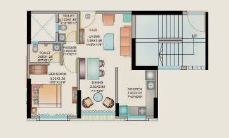 Floor plan of 1 BHK 469 Sq. Ft. Apartment in Karmvir Saraswati Apartment, Mumbai