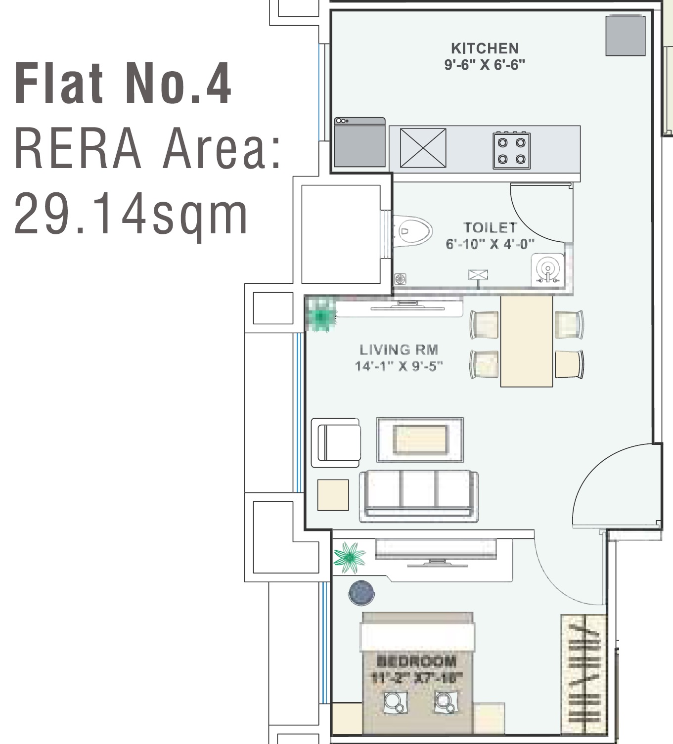 1 BHK 314 Sq. Ft. Apartment in Kashish Park Tower B