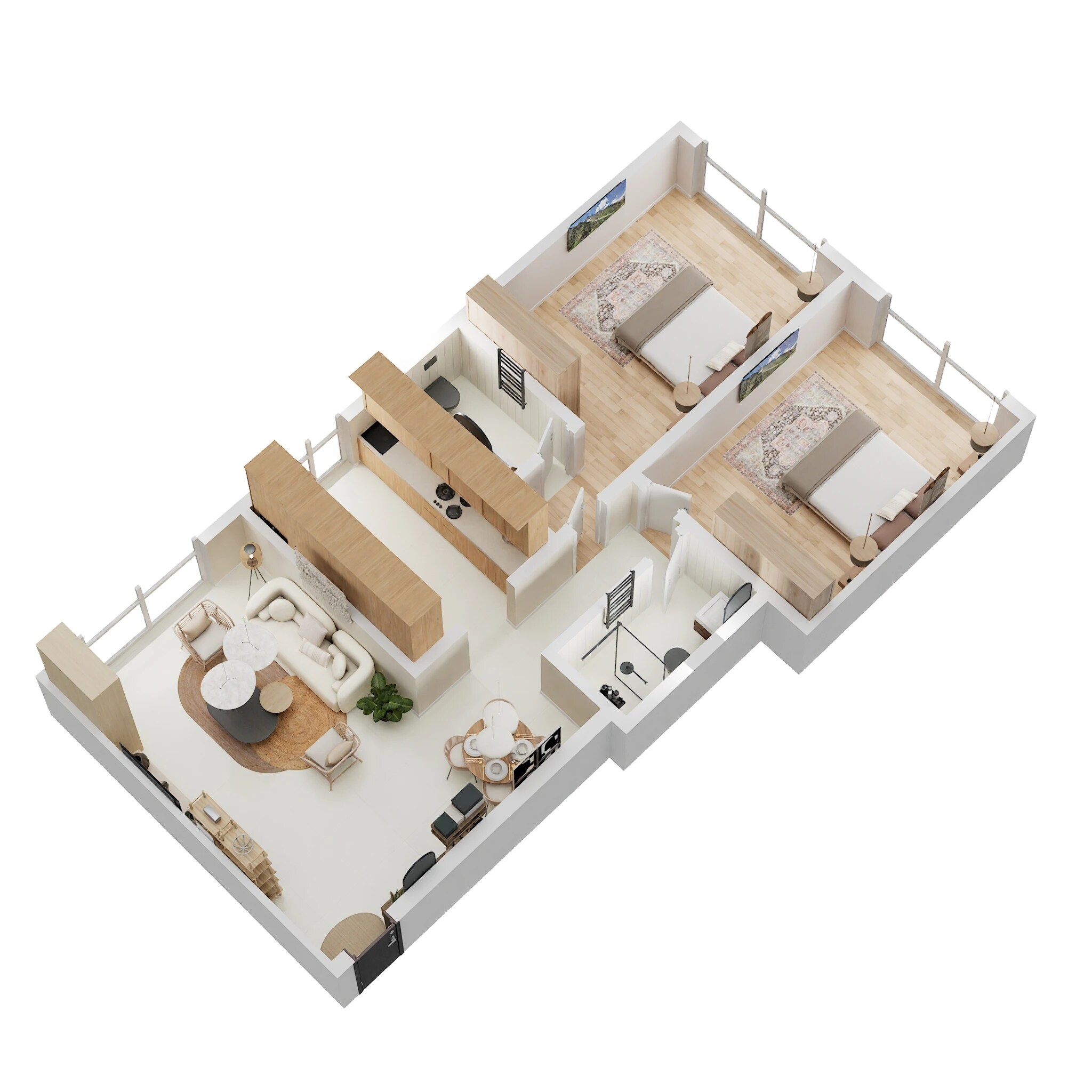 Floor plan of 2 BHK 726 Sq. Ft. Apartment in Kasturi Milan, Mumbai