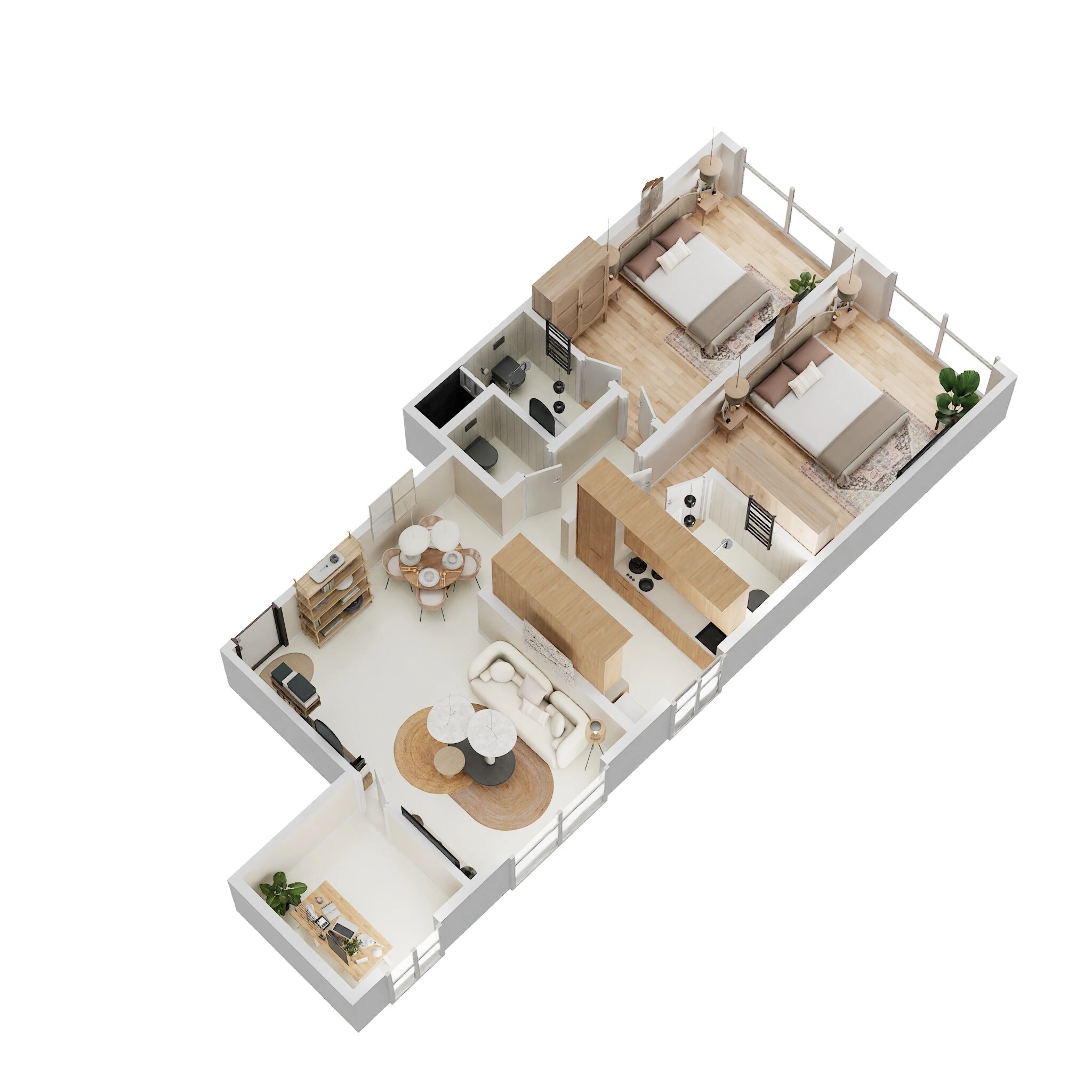 Floor plan of 3 BHK 810 Sq. Ft. Apartment in Kasturi Milan, Mumbai