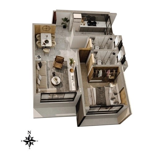 Floor plan of 1 BHK 469 Sq. Ft. Apartment in Kaveri Tower Andheri West, Mumbai