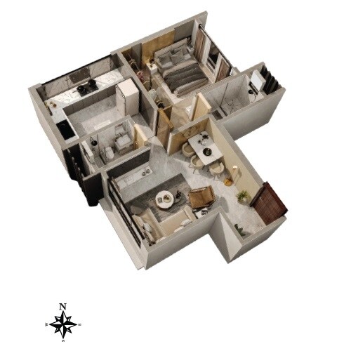 Floor plan of 1 BHK 480 Sq. Ft. Apartment in Kaveri Tower Andheri West, Mumbai