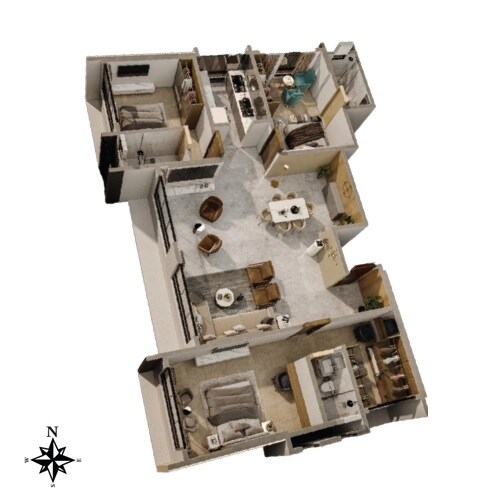 Floor plan of 2 BHK 675 Sq. Ft. Apartment in Kaveri Tower Andheri West, Mumbai